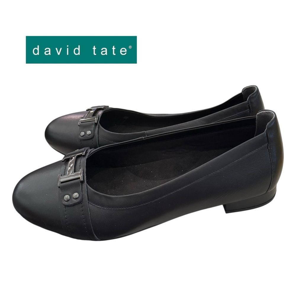 David Tate Freisty Women's Black Slip-on Leather Flats 11 11WW Extra Wide
